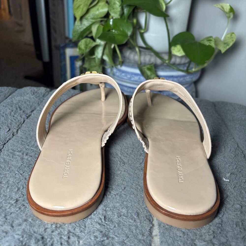 Tory Burch MINI EVERLY FLAT THONG SANDAL IVORY WOMENS SIZE 7.5M - Picture 6 of 11